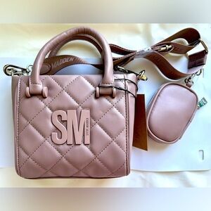 NWT Viral STEVE MADDEN BBAB crossbody satchel with air pod case pink stone